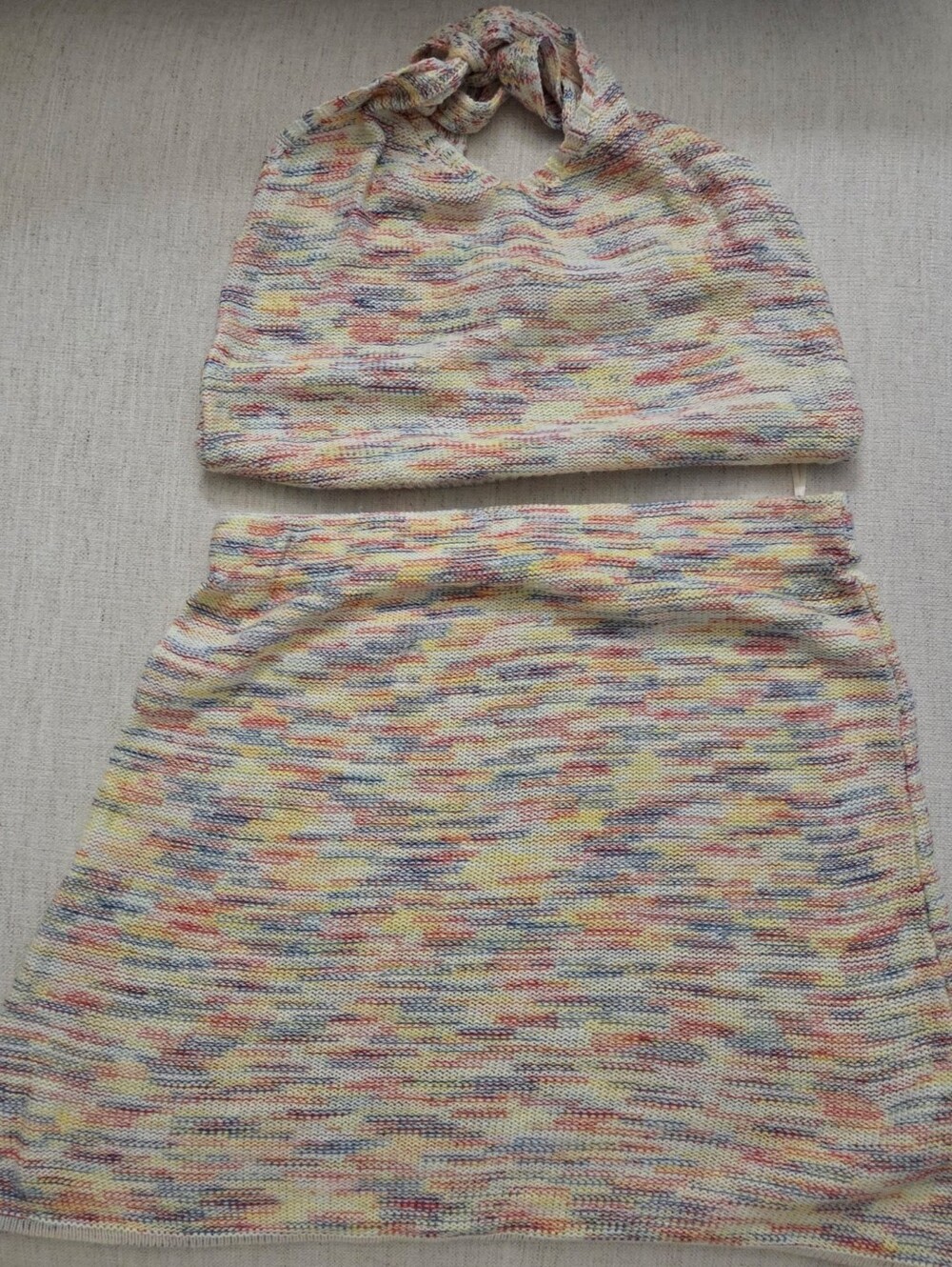 Multicolor Knit Skirt Ser- Yellow/Multi. XS Top, Large Skirt. 2P-004
